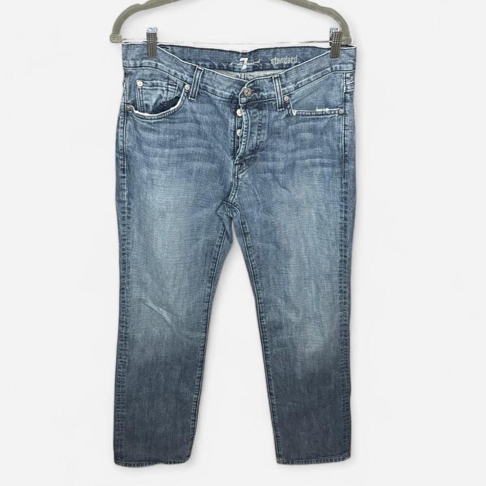 7 For All Mankind Standard Straight Leg Jeans, Premium Blue Wash Size 34